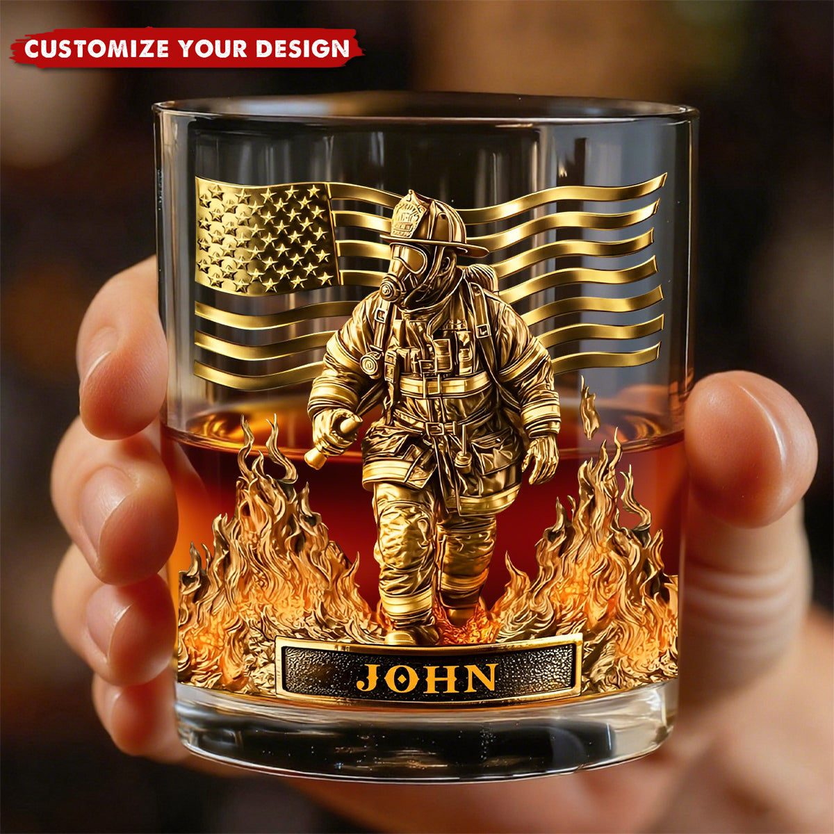 Proud Firefighter - Personalized Custom Firefighter Whiskey Glass