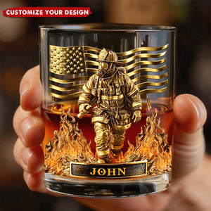 Proud Firefighter - Personalized Custom Firefighter Whiskey Glass