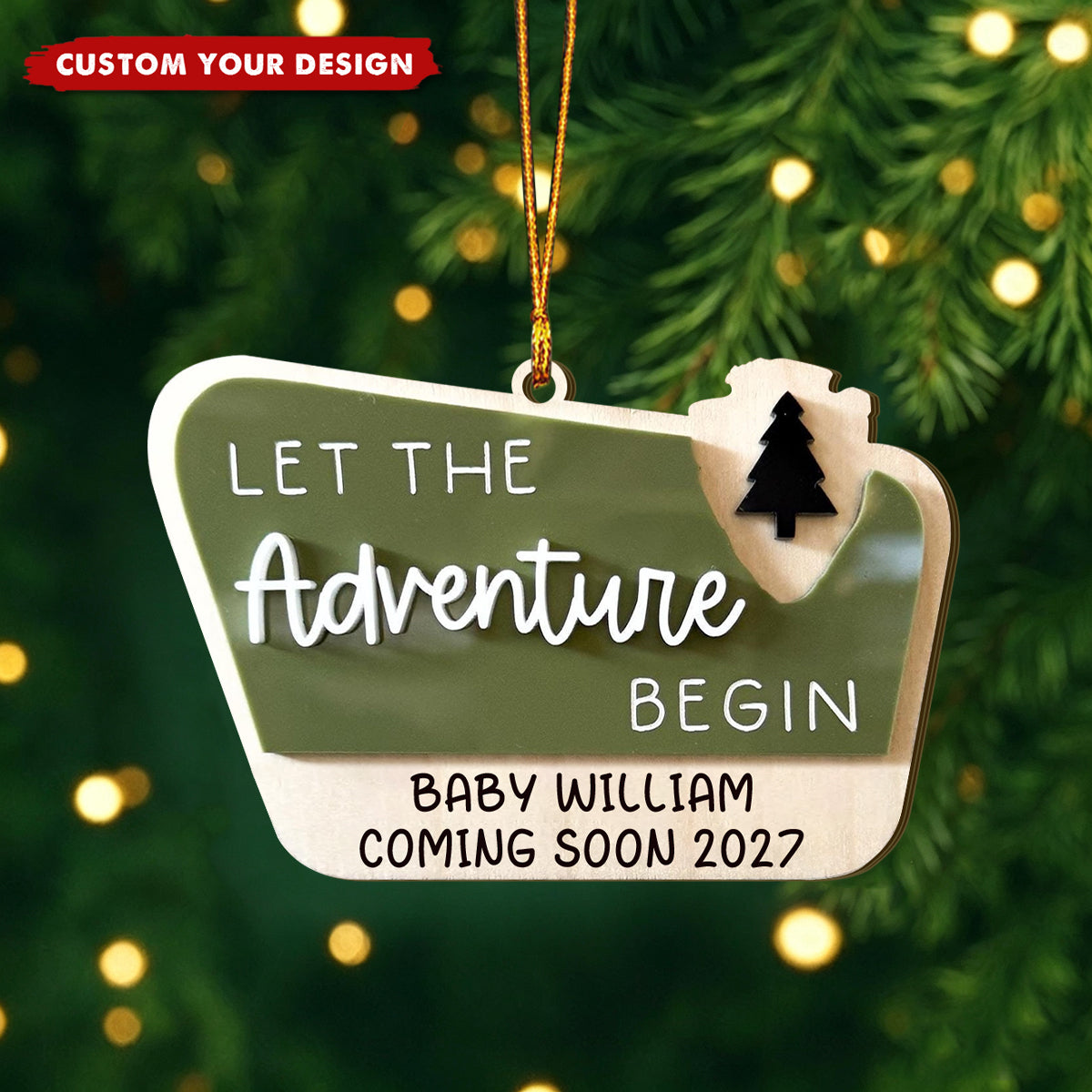 Personalized National Park Pregnancy Announcement Ornament, Baby On The Way
