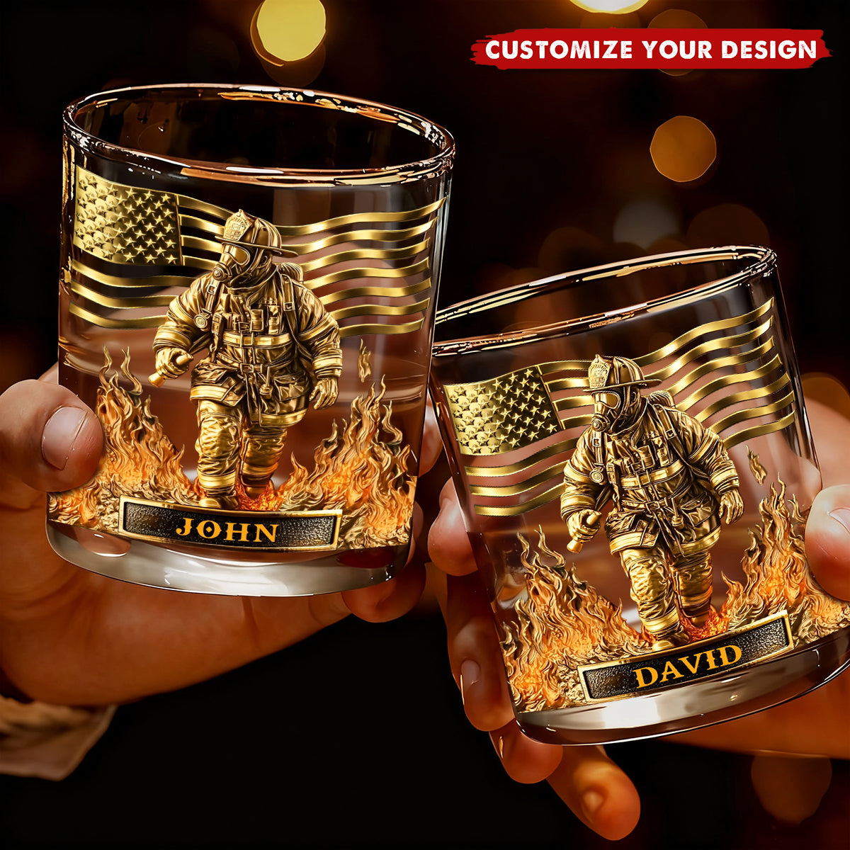 Proud Firefighter - Personalized Custom Firefighter Whiskey Glass
