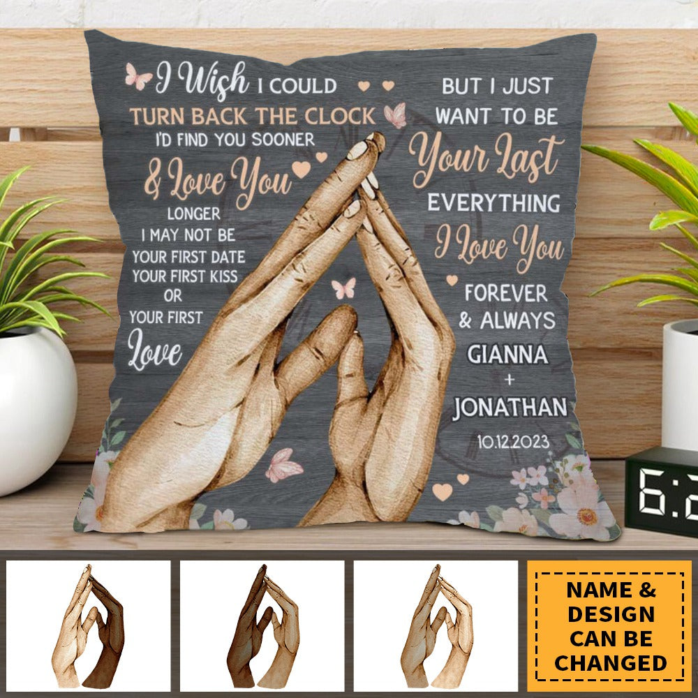 Personalized Gift For Couple Anniversary Turn Back The Clock Pillow