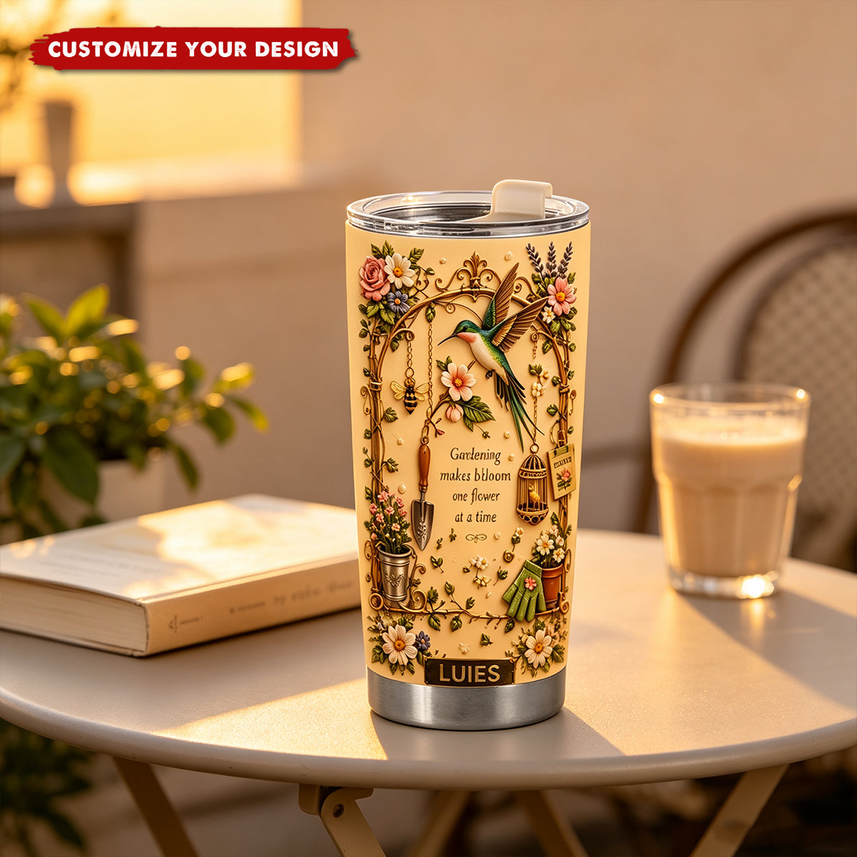 Personalized Gardening Hummingbirds&flowers Tumbler