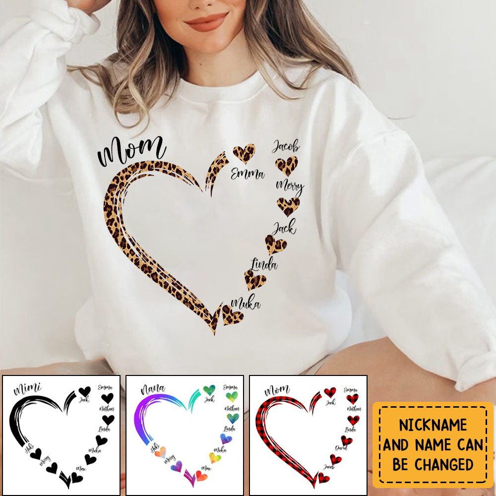 Colorful Heart Grandma Mom Kids Personalized Sweatshirt