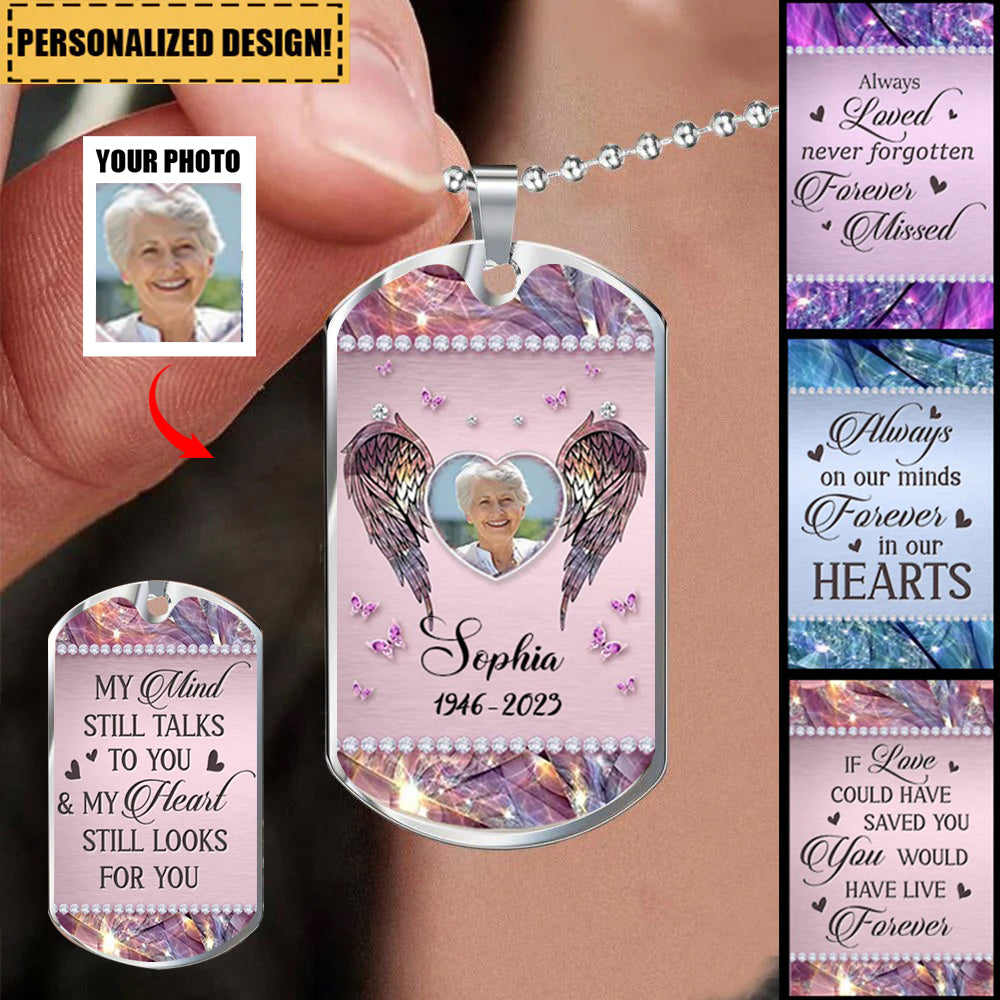 Personalized Always On Our Minds Forever In Our Hearts Dogtag Necklace