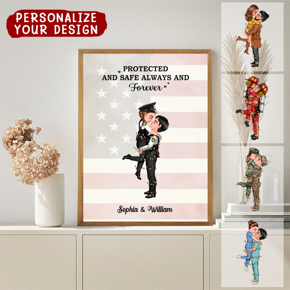 lt's A Beautiful Day To Save Lives - Personalized Poster Couple Portrait, Firefighter, EMS, Nurse, Police Officer,Military