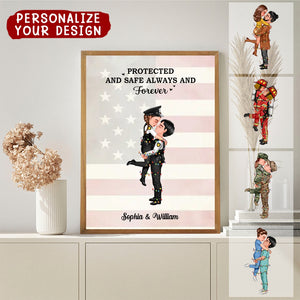 lt's A Beautiful Day To Save Lives - Personalized Poster Couple Portrait, Firefighter, EMS, Nurse, Police Officer,Military