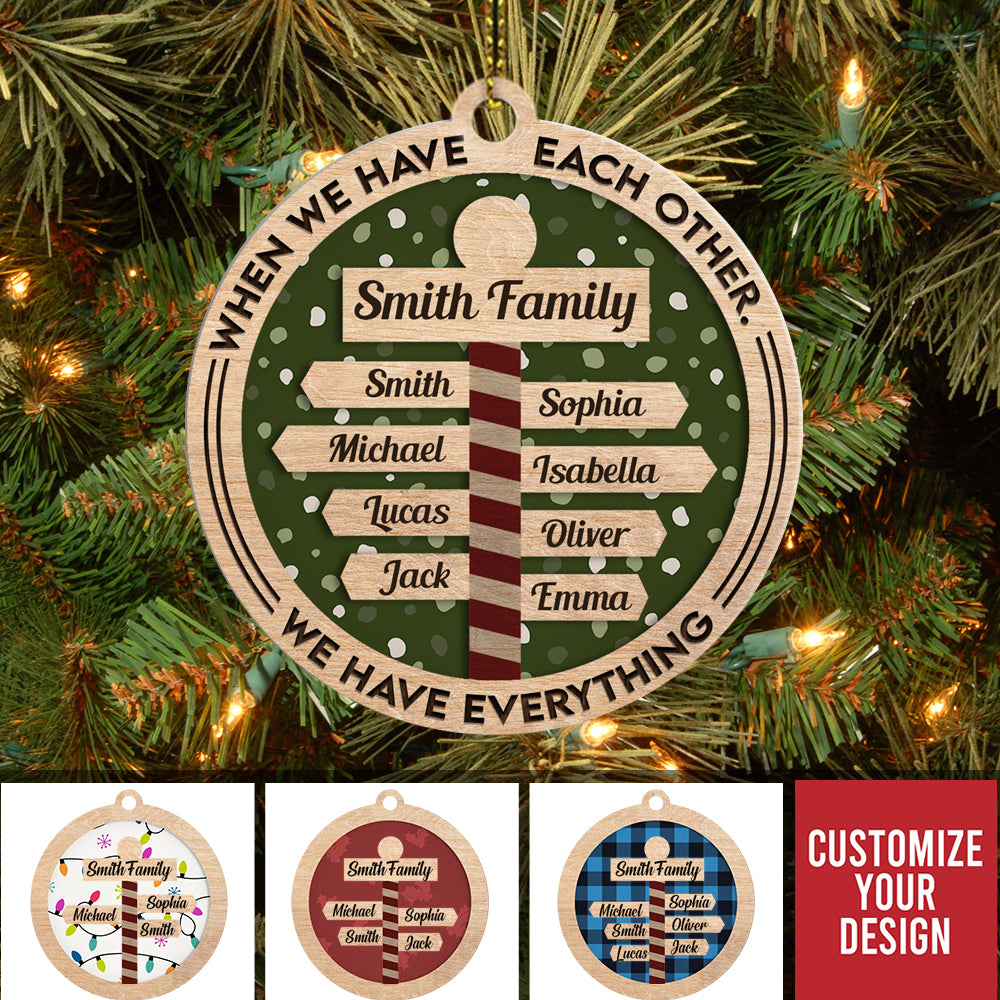 Family North Pole - Personalized 2 Layers Wooden Ornament