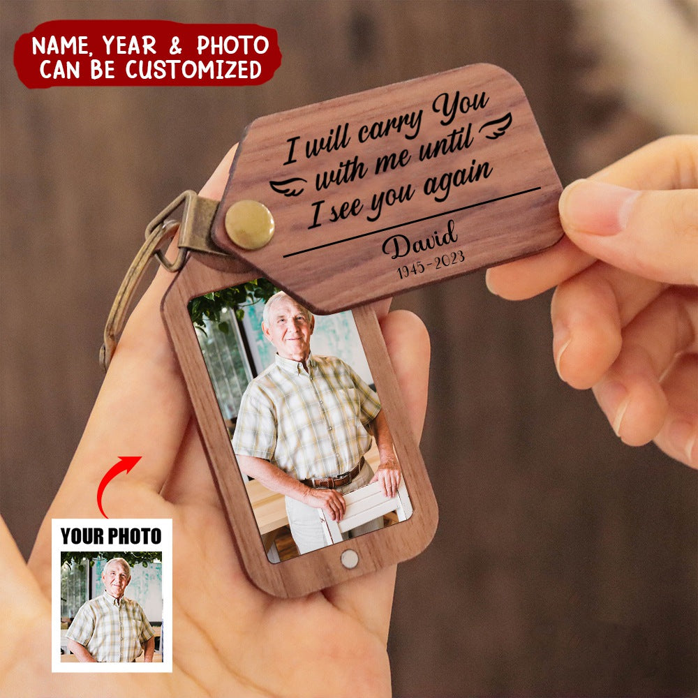 Personalized Upload Photo Engraved Wood Keychain