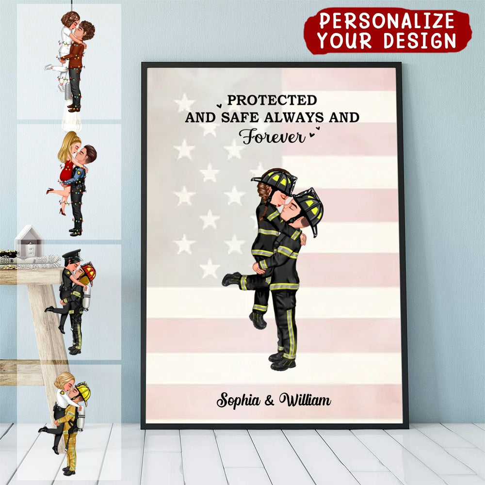 lt's A Beautiful Day To Save Lives - Personalized Poster Couple Portrait, Firefighter, EMS, Nurse, Police Officer,Military