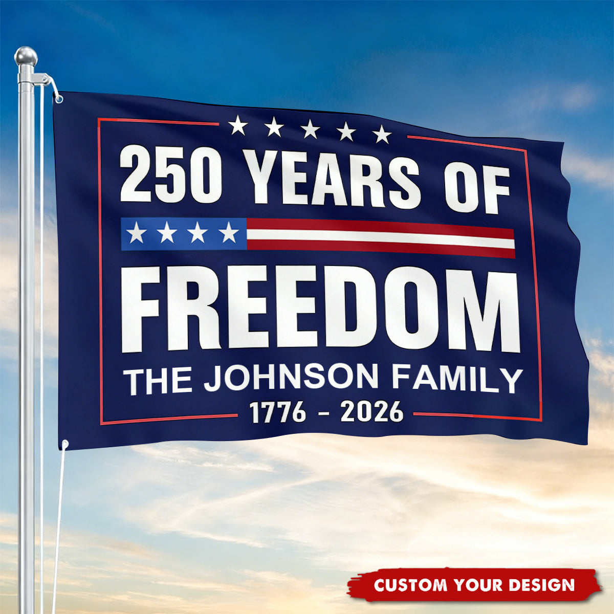 250 Years Of Freedom 4th Of July Custom Family Name Garden Flag