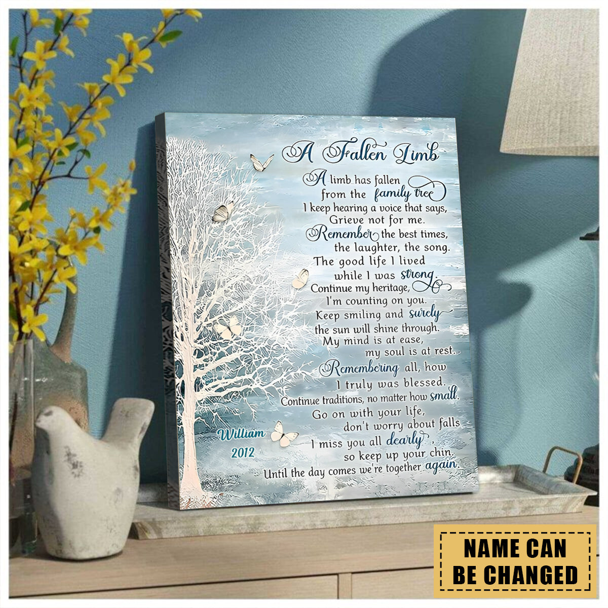 Personalized Memorial Canvas Wall Art For A Loss Of Ones A Fallen Limb