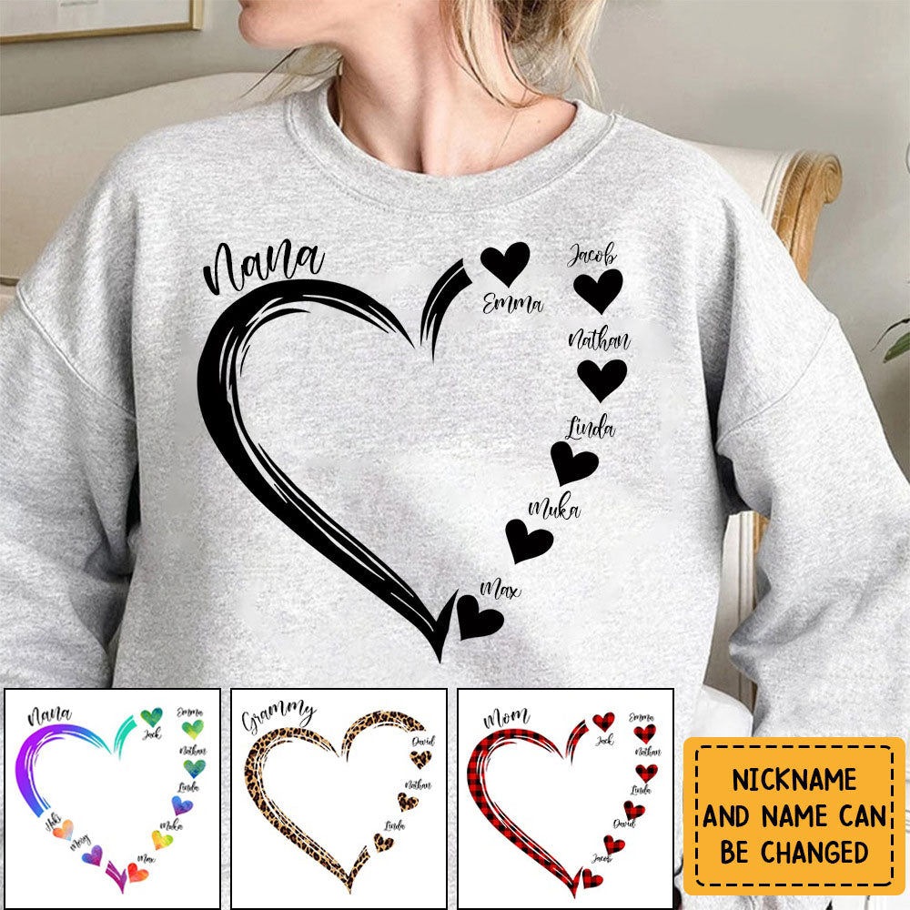 Colorful Heart Grandma Mom Kids Personalized Sweatshirt