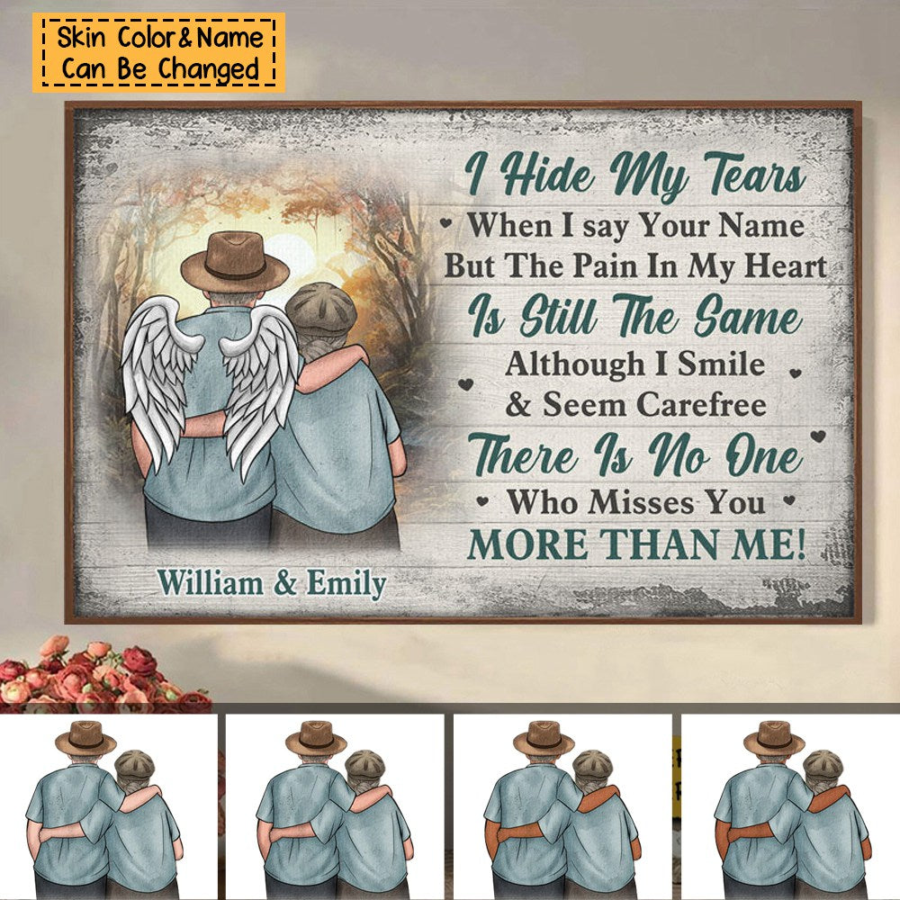 There Is No One, Who Misses You More Than Me - Memorial Personalized Custom Horizontal Poster - Sympathy Gift For Husband Wife