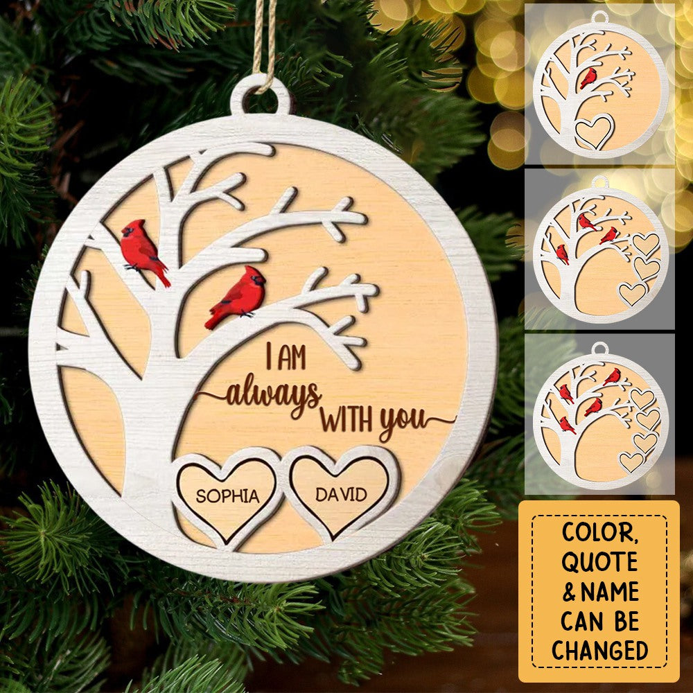We Are Always With You Cardinal Bird Personalized Wooden Ornament