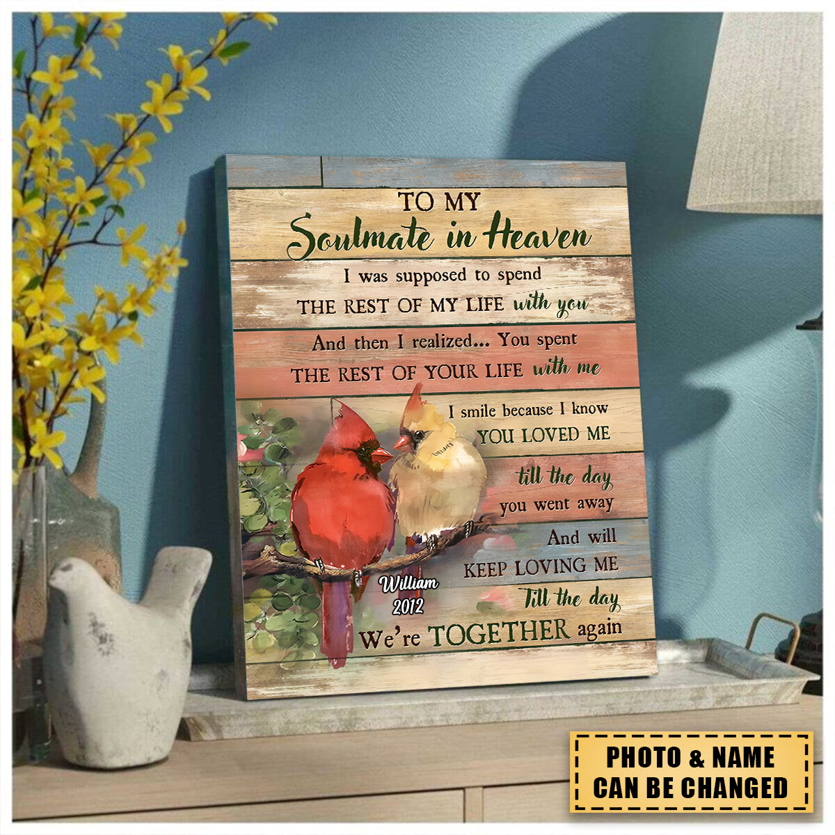 Cardinal To My Soulmate In Heaven Till The Day We're Together Again Personalized Canvas