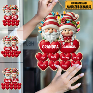 Grandma & Grandpa Mom & Dad With Heart Kids Personalized Wooden Sign