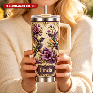Personalized Hummingbird Tumbler With Handle
