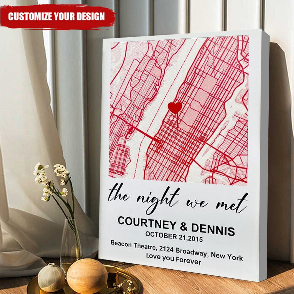 Personalized First Date Map Vertical Poster- Gift For Couples