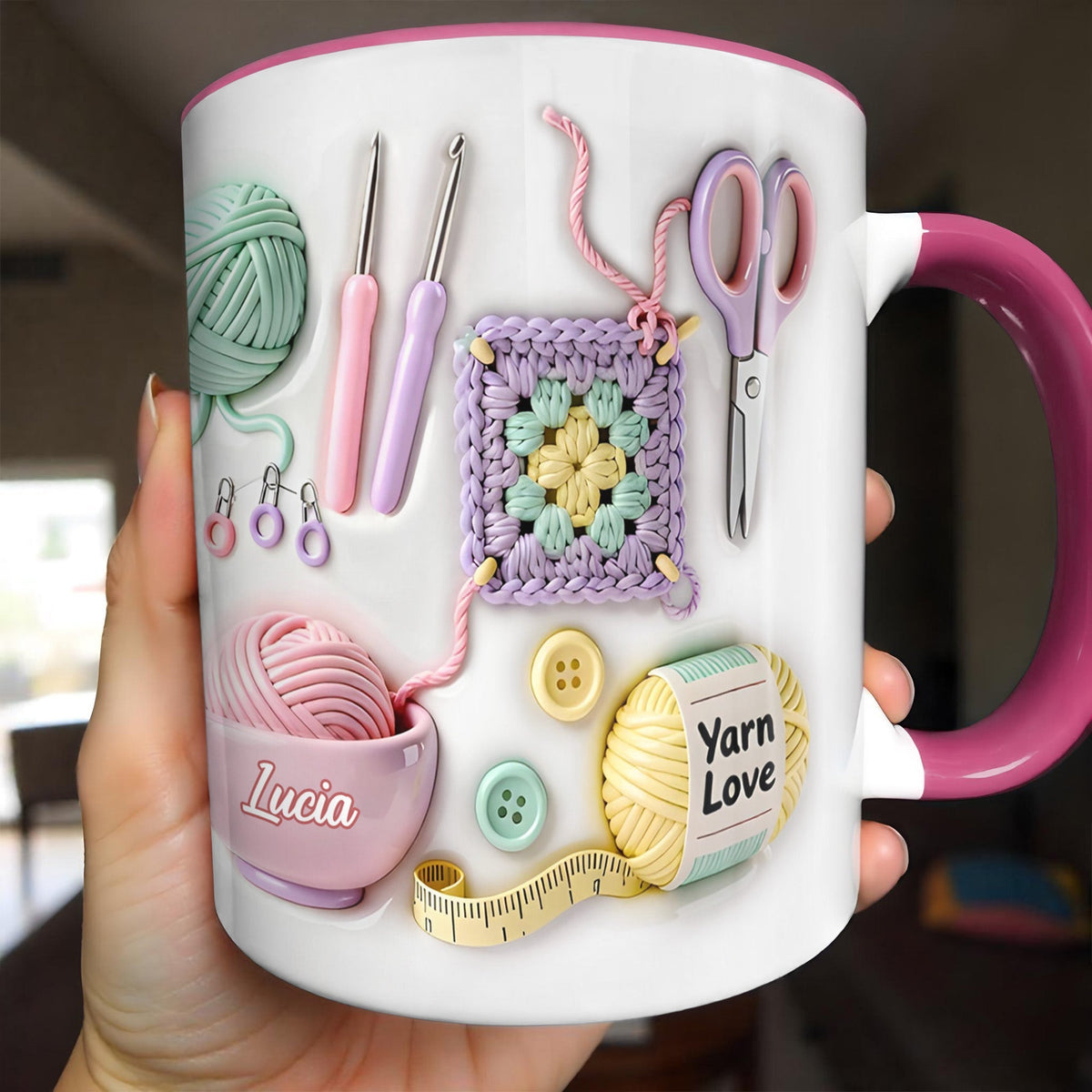 Personalized Crochet Mug With Name, Yarn Lover Gift