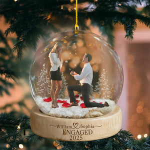 Personalized Photo Engagement Acrylic Ornament, Newlywed Couple Gift