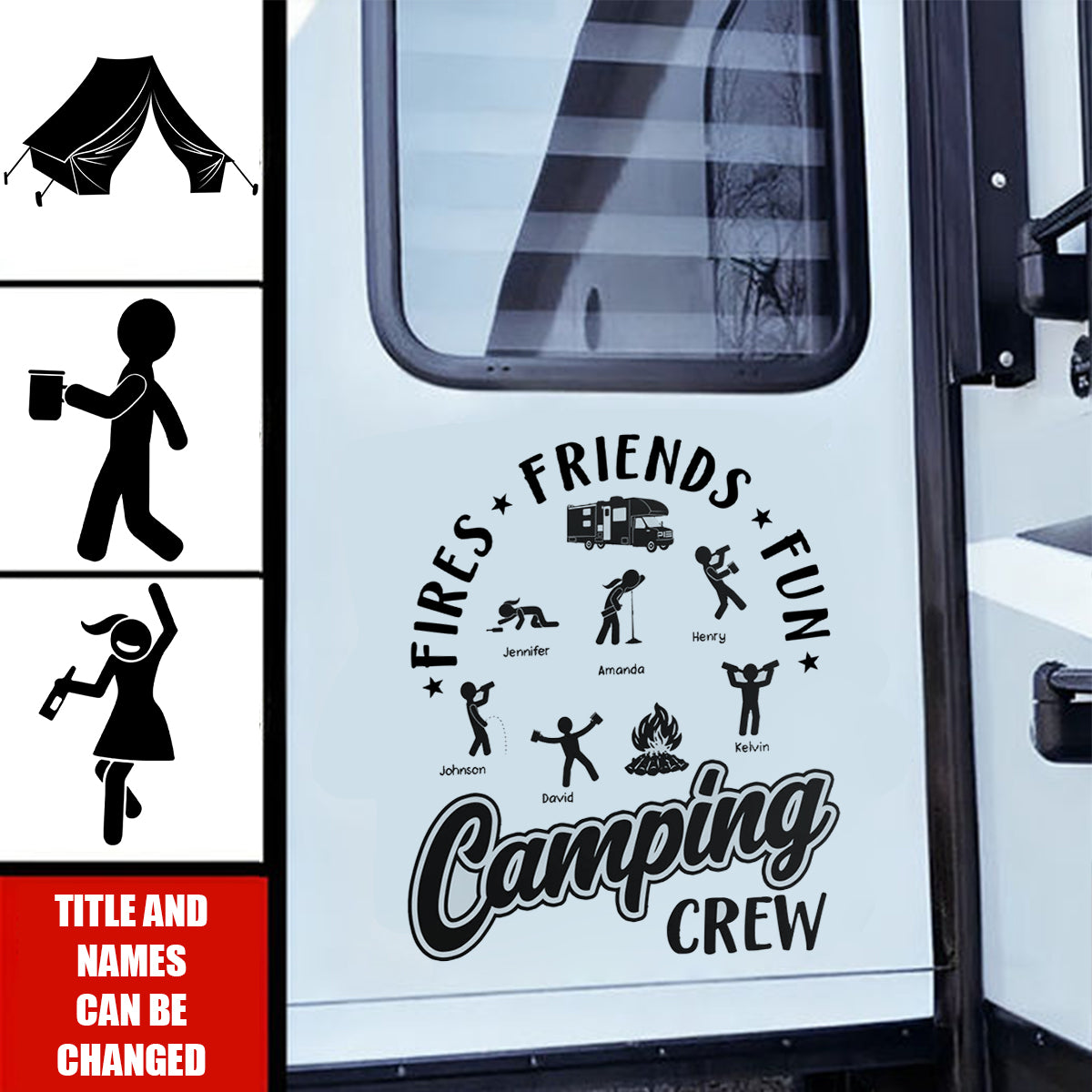 Friend Drink Fun Camping Crew - Personalized Camping Decal