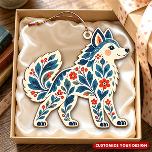 Personalized Christmas Wooden Christmas Ornament Set: Scandinavian Folk Art Woodland Animals