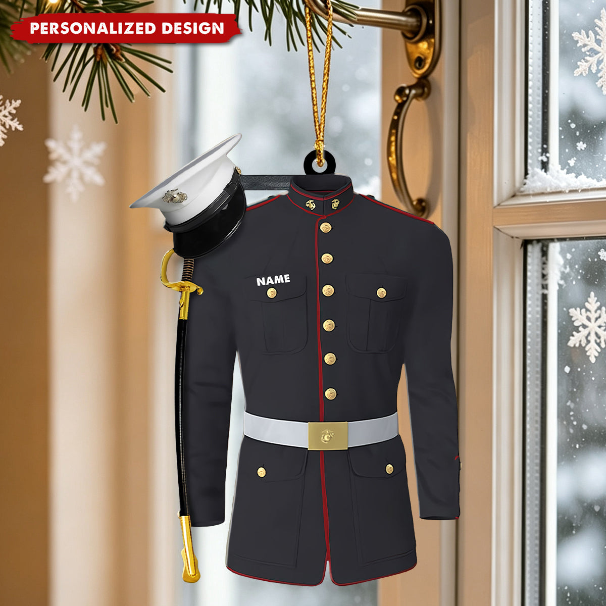 Marine Uniform Ornament - Personalized Custom Shaped Acrylic Ornament - Christmas Gift For Military, Army Dad, Husband