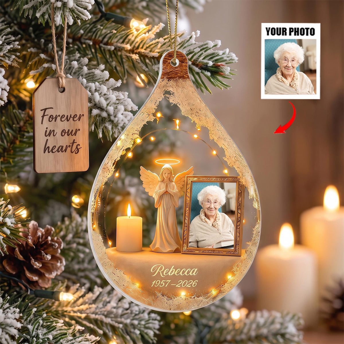 Your Light Still Shines - Personalized Photo Memorial Ornament