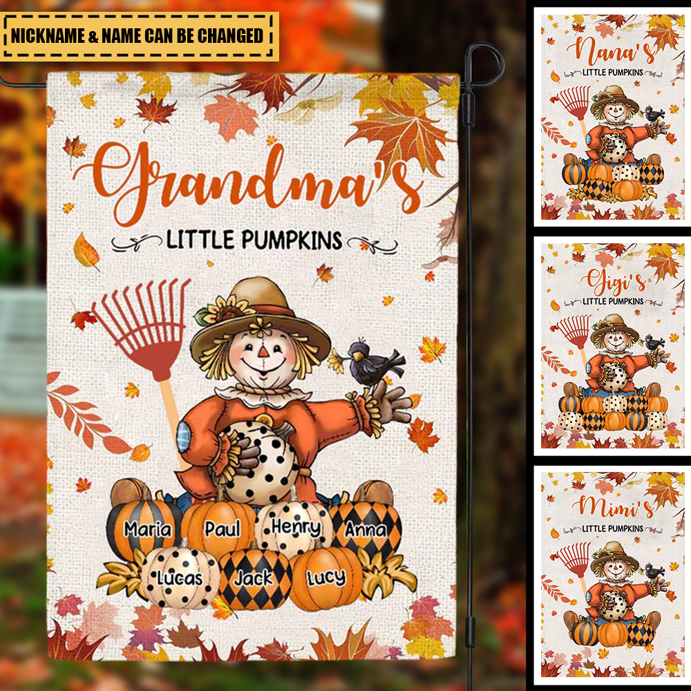 Autumn Scarecrow Grandma/Mama Flag - Personalized Flag Grandma's Little Pumpkins