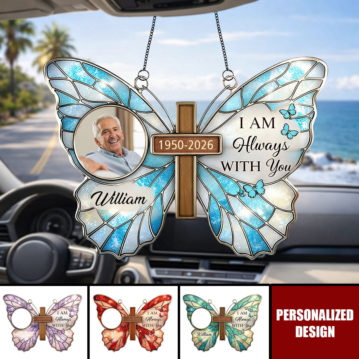 Personalized Butterfly Memorial Car Hanging Ornament