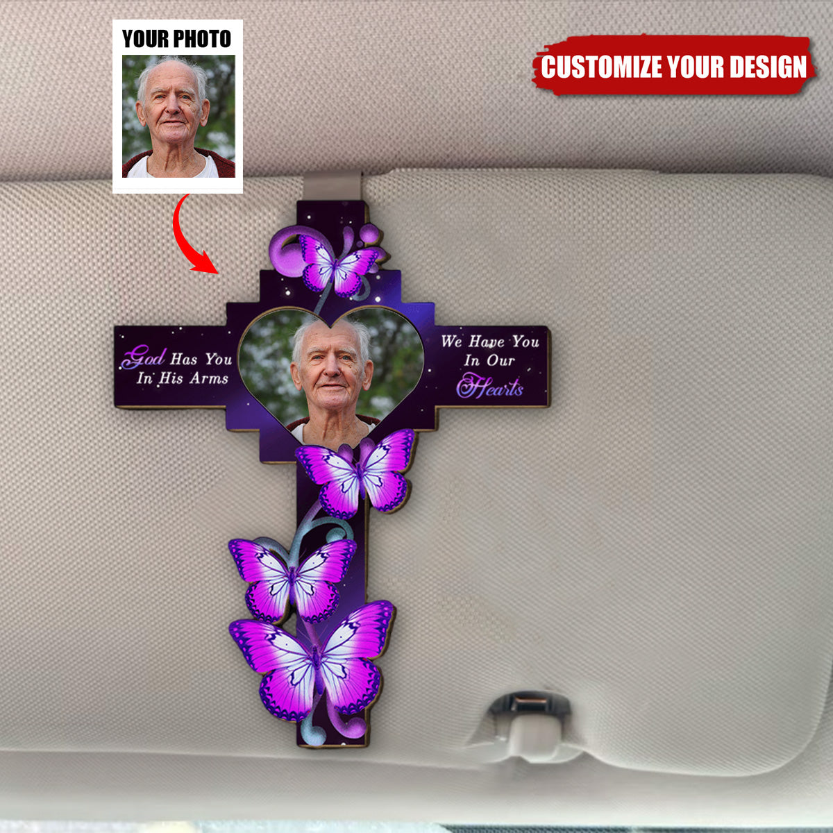 In My Heart Forever - Personalized Custom Car Visor Clip