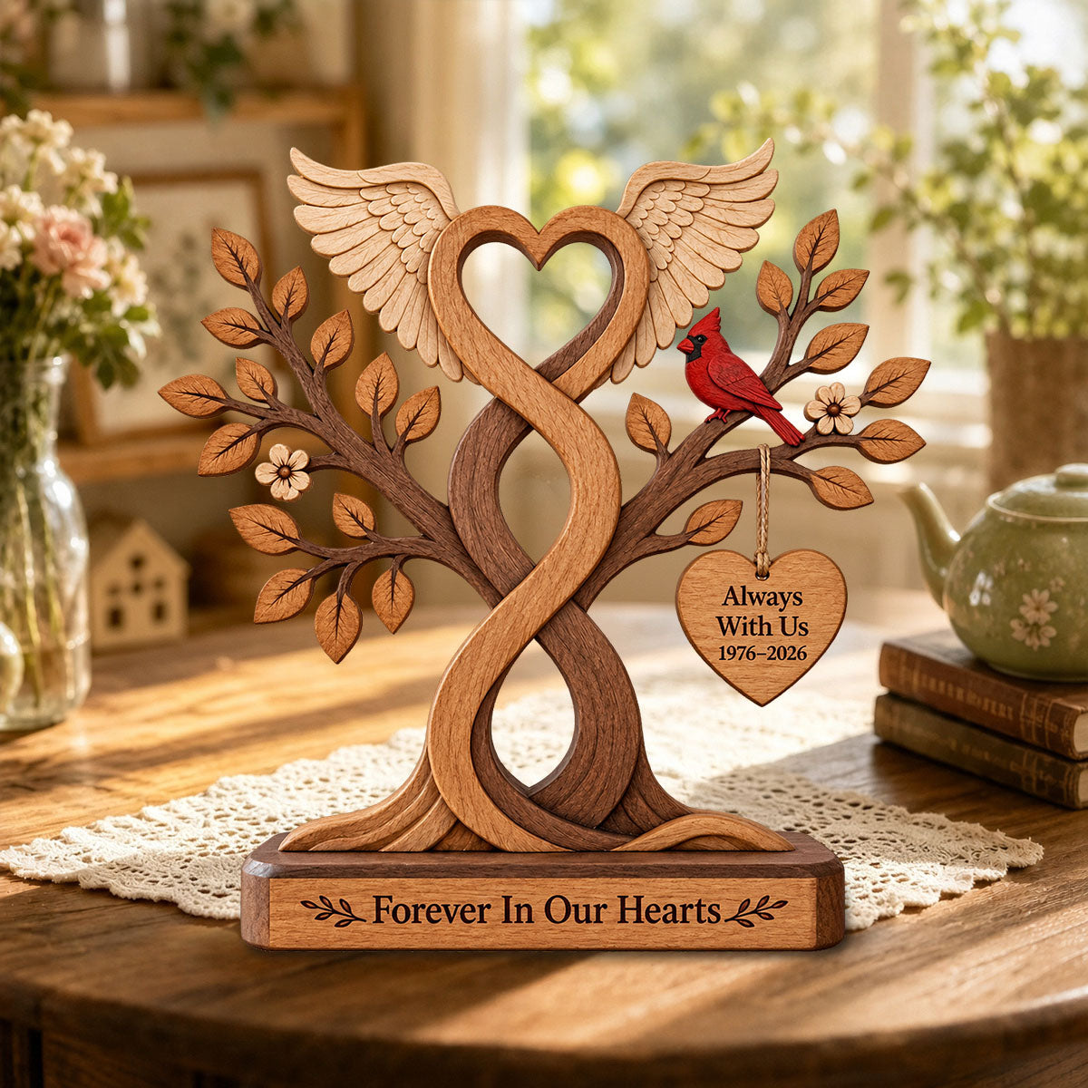 Personalized Memorial Wooden Tree Block Sign, Sympathy Gift