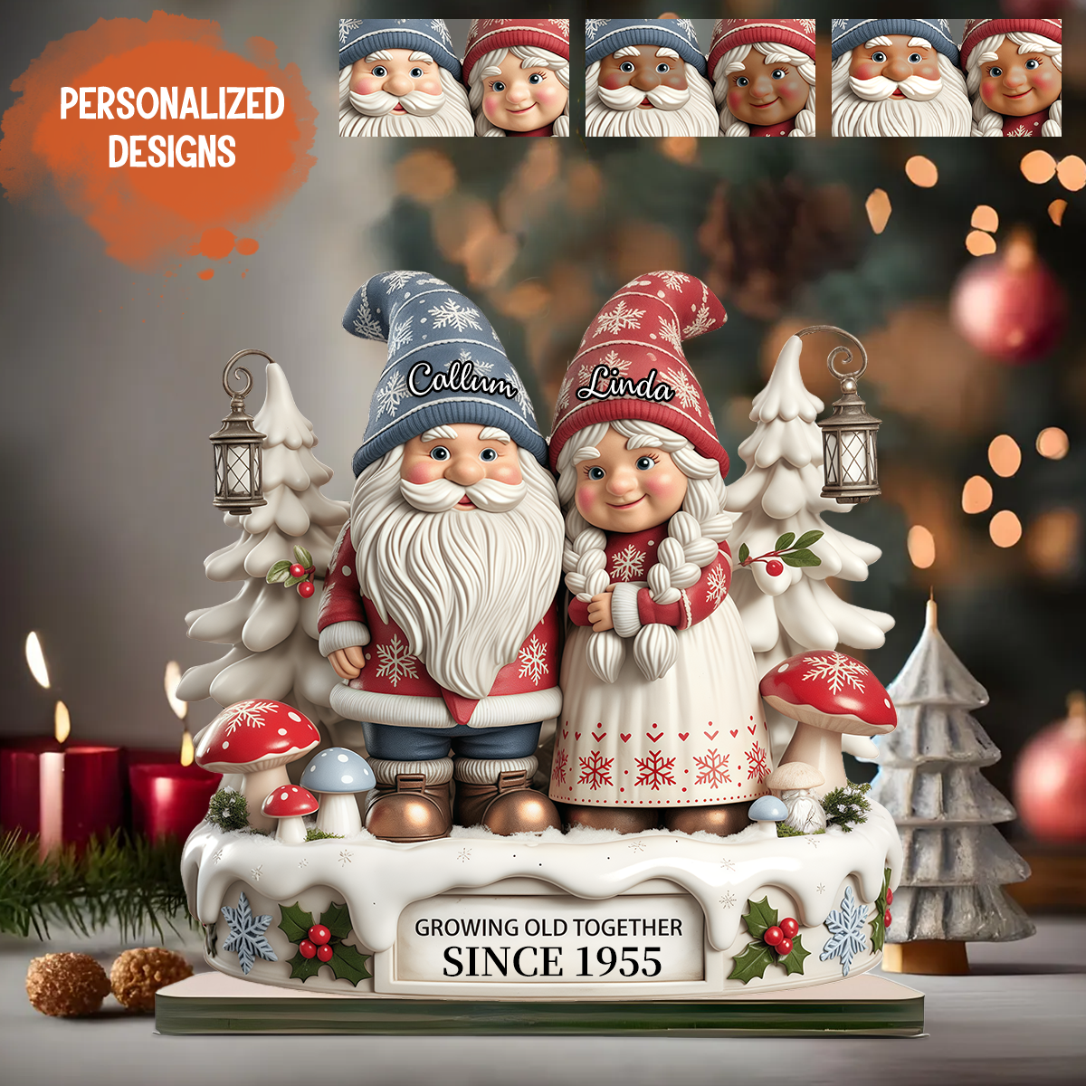 Couple Growing Old Together Since Personalized Wooden Plaque