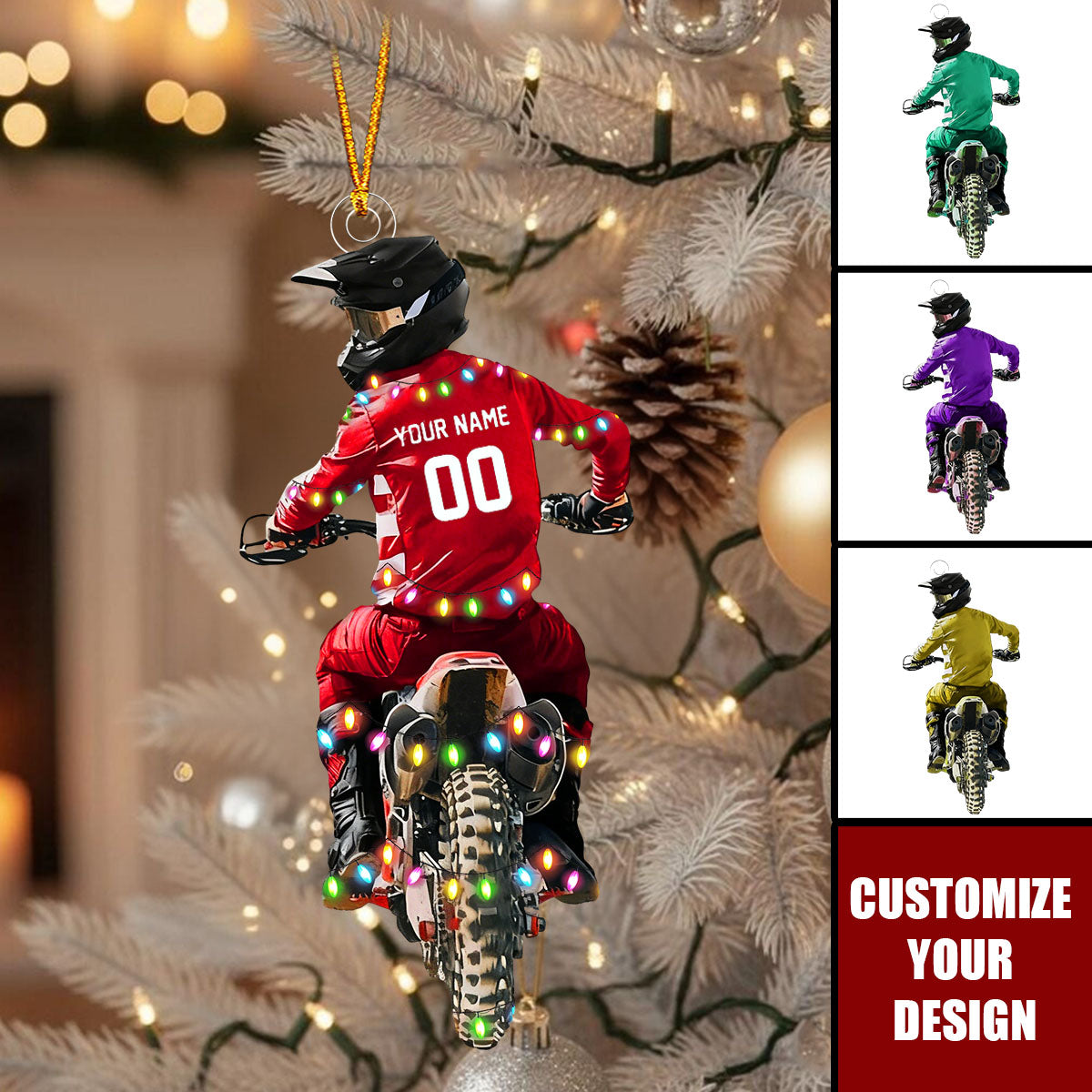 Personalized Motocross Biker Xmas Ornament - Gift for Motorcycle Lover