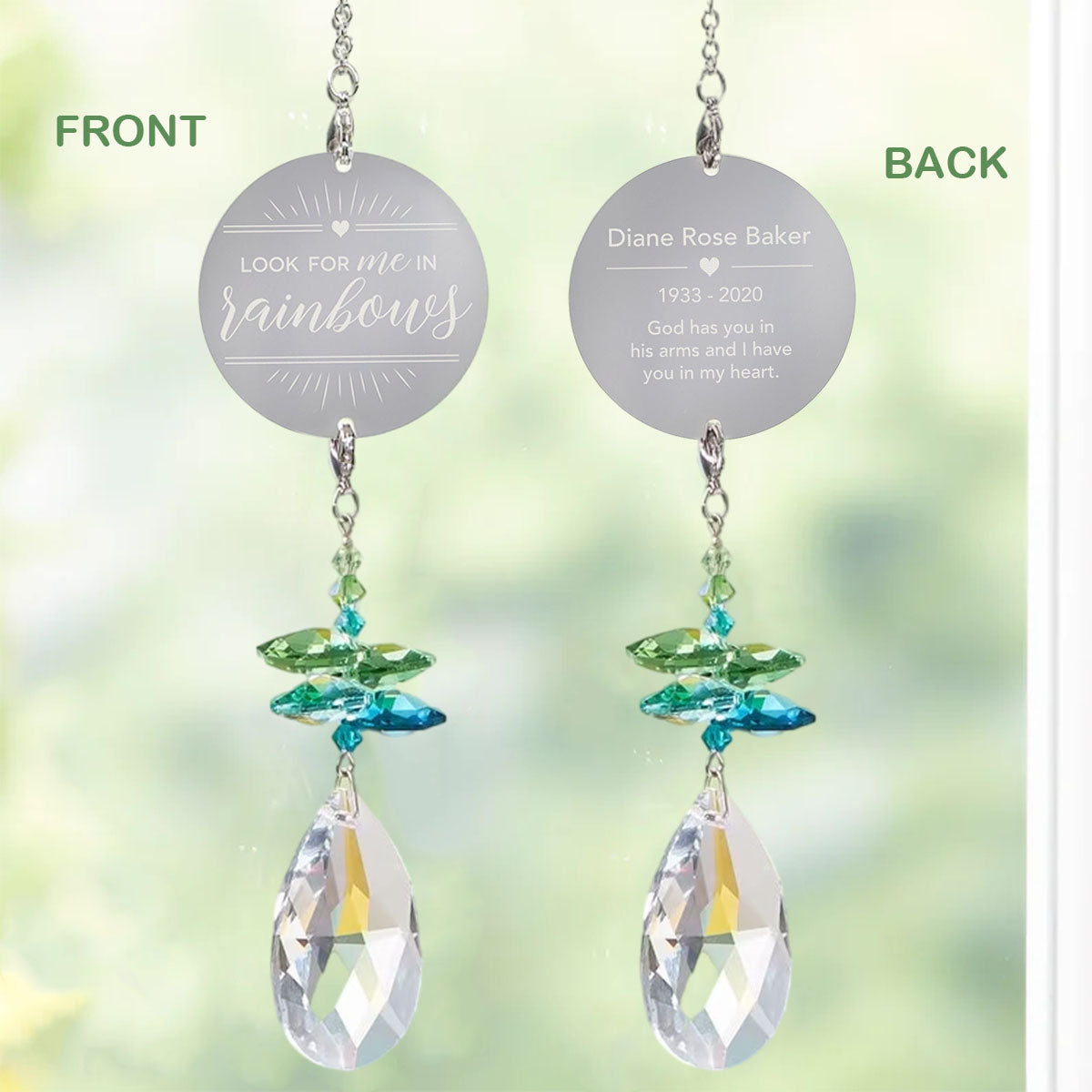 Look For Me In Rainbows - Personalized Memorial Crystal Suncatcher