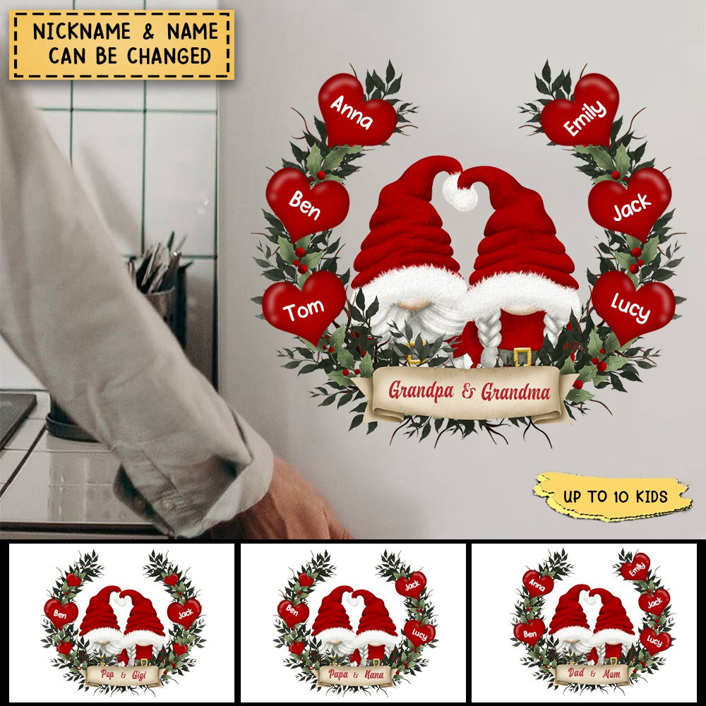 Papa & Nana With Heart Kids Christmas Personalized  Decal Sticker