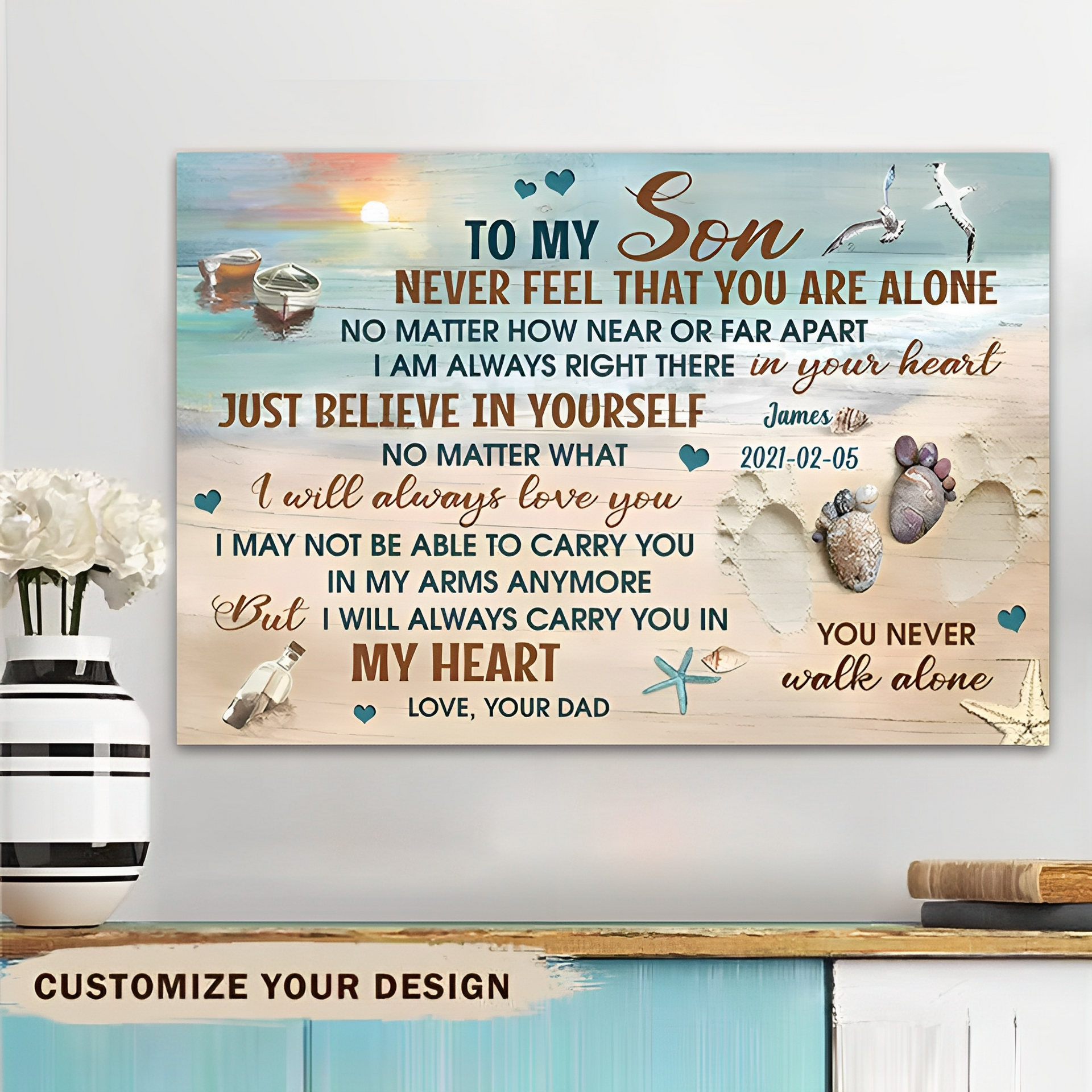 To My Son Never Feel That You Are Alone Canvas Print - Gift For Son, Love Son Christmas Gift