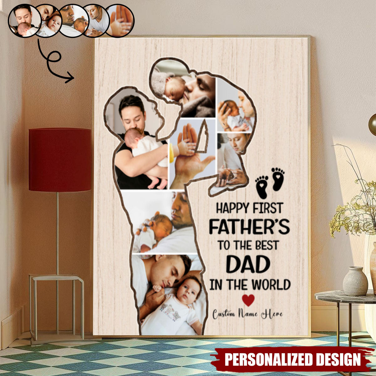 Happy First Father’s Day - Personalized Picture Print Canvas