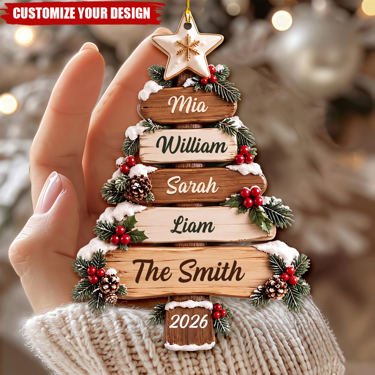 Personalized Family Name Christmas Tree Ornament