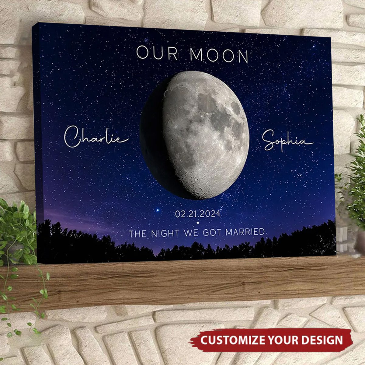 Our Moon Couple Gift Moon Phase Art Anniversary for Couple Personalized Poster