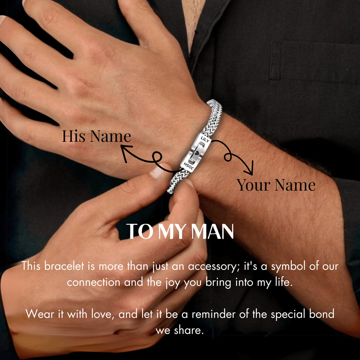 To My Man - Personalized Men's Engraved Bracelet