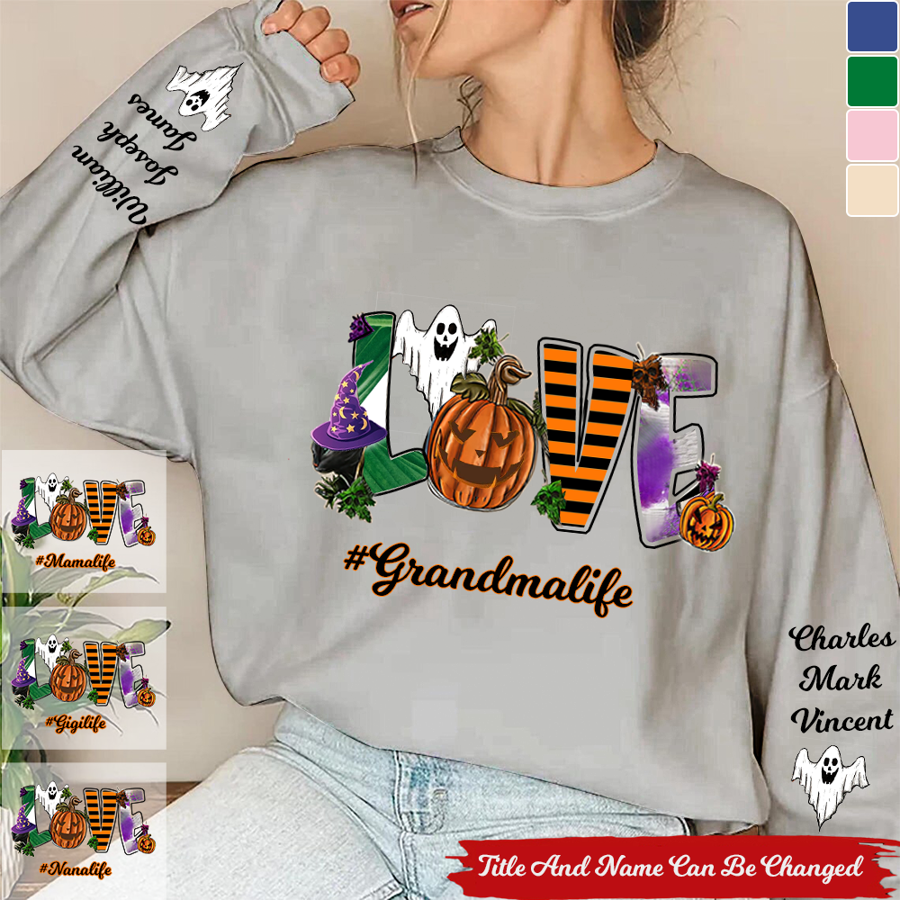 Grandma Life Love Grandkids Personalized Ghost Sweatshirt Gift