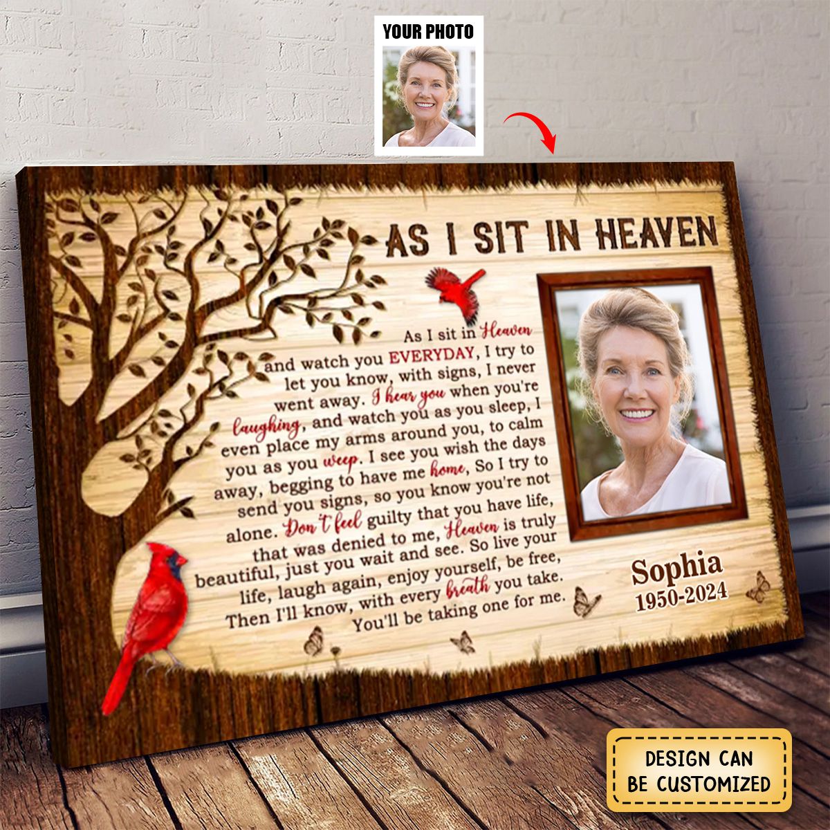 As I Sit In Heaven Memorial Gifts Personalized Canvas Wall Art