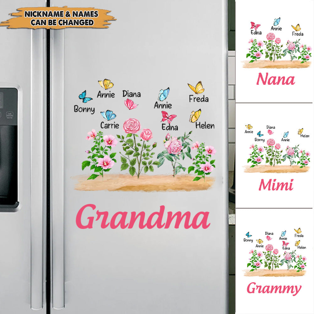Personalized Grandma Flower Butterfly Garden Sticker