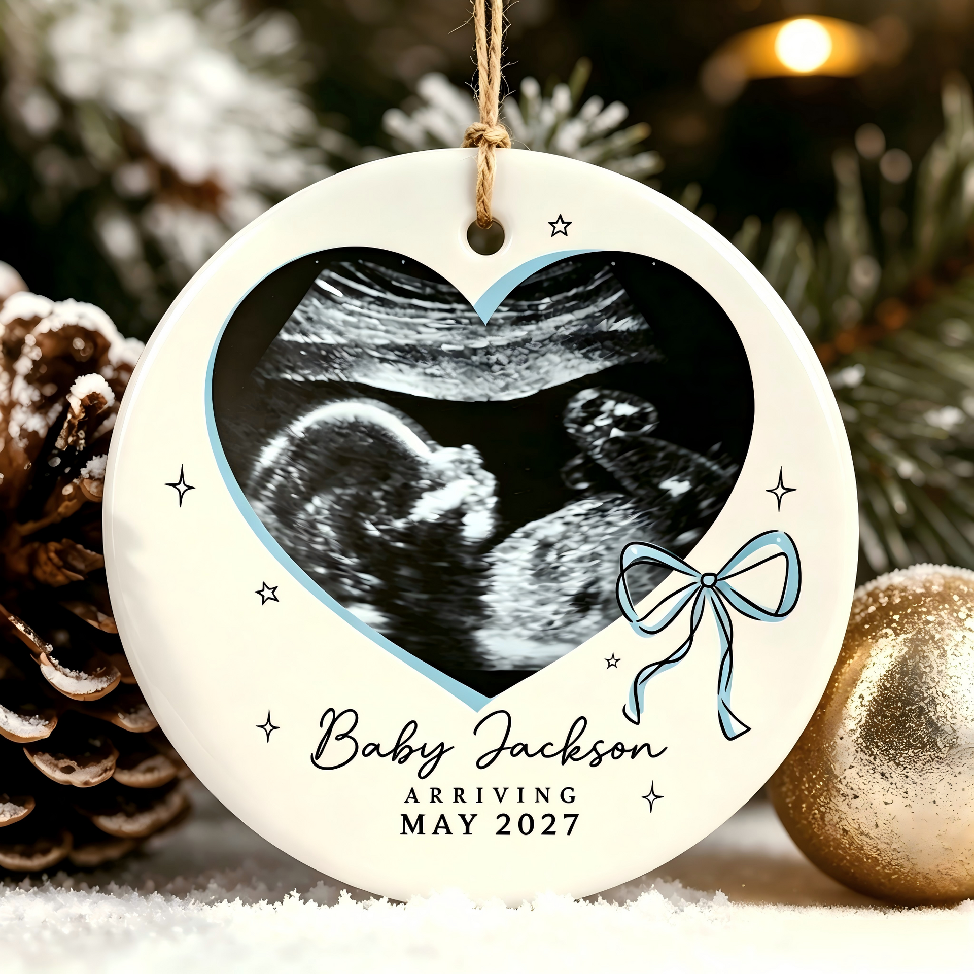 Personalized Baby Ultrasound Photo Christmas Ornament