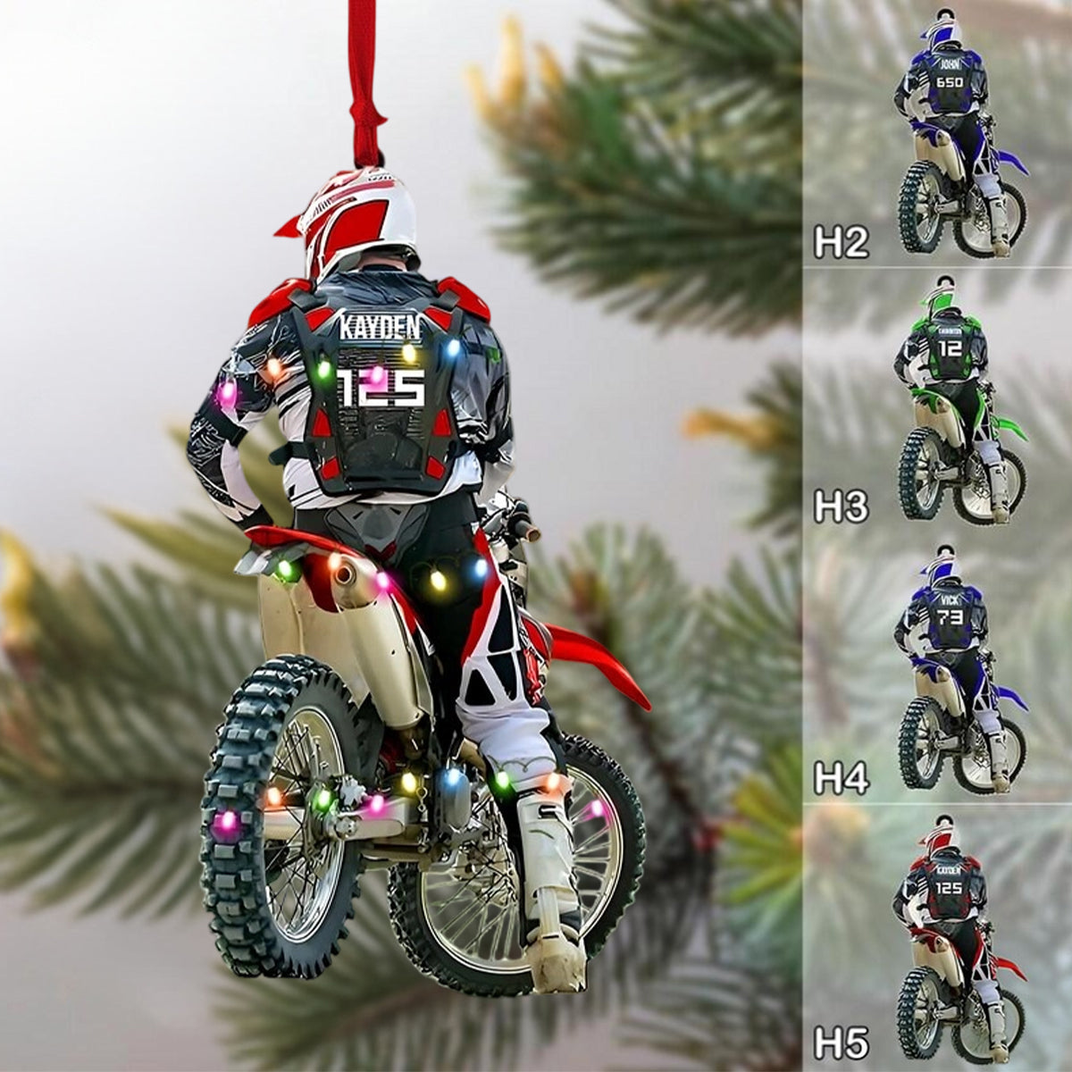 Personalized Motocross Dirt Bike Christmas Ornament - Gift for Motocross Racers