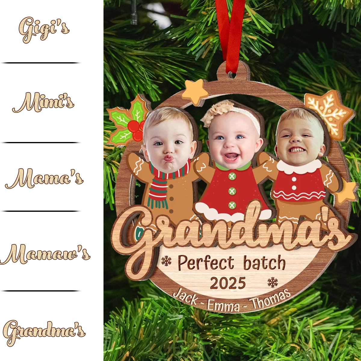 Personalized Photo Wood Ornament, Gift For Her
