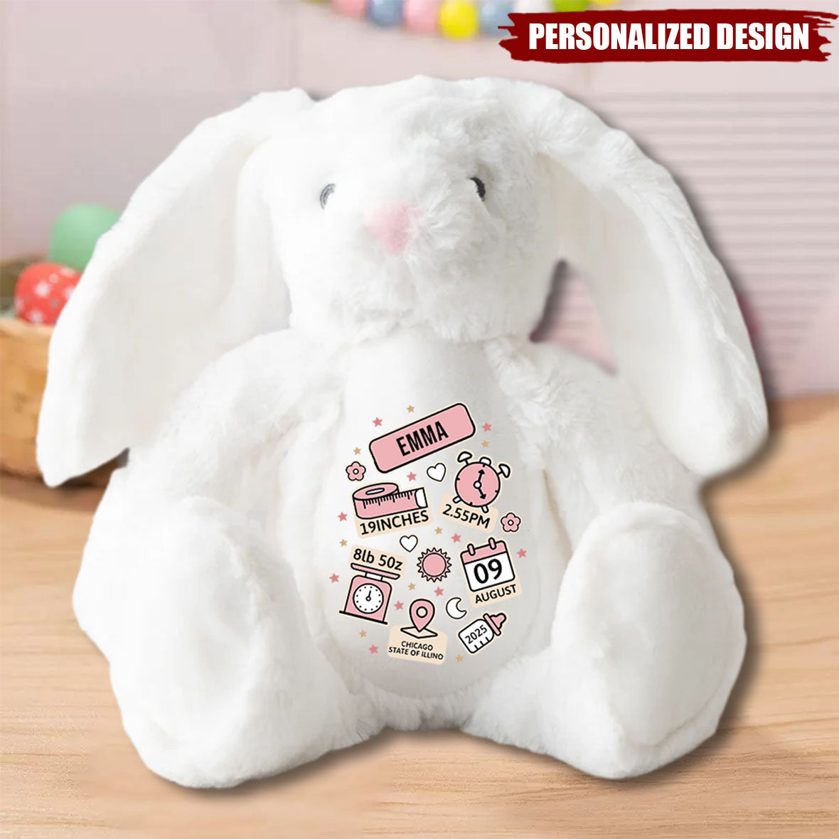 Personalized Newborn Bunny Rabbit, Baby Easter Gift