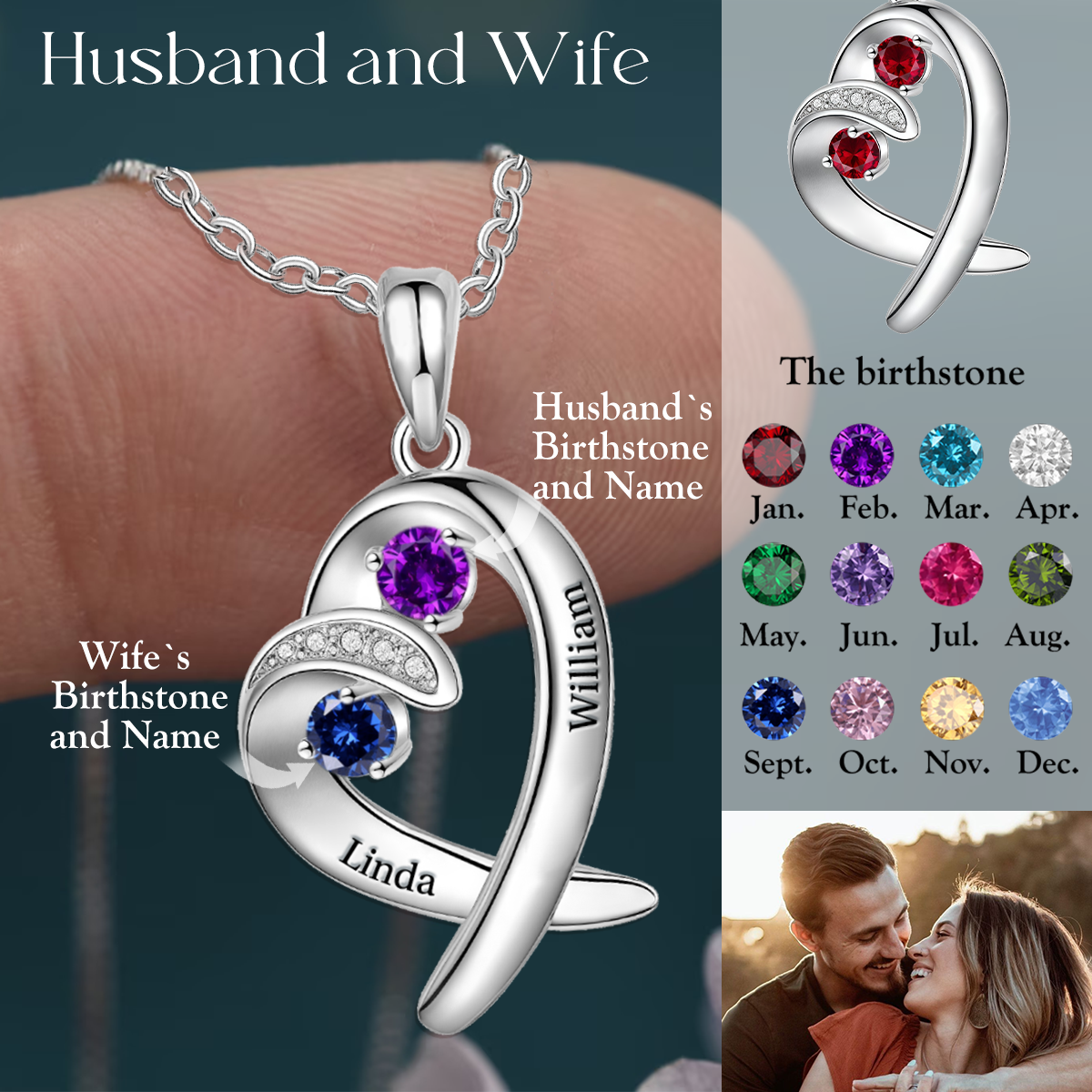 Together Forever - Personalized Birthstone Promise Necklace
