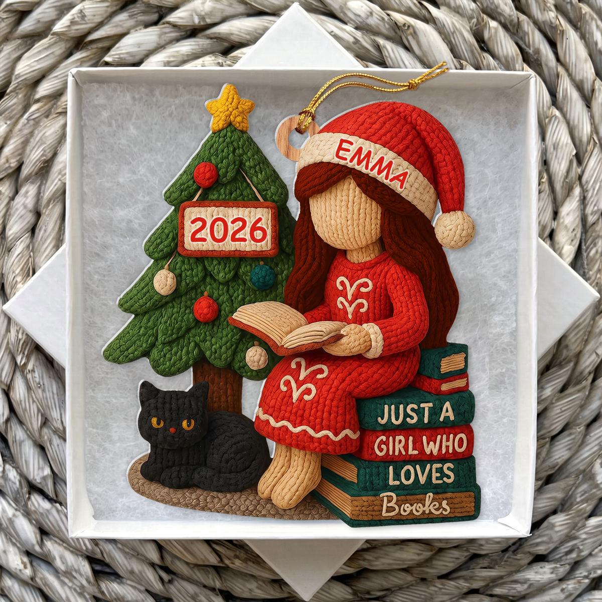 Personalized Just A Girl Who Loves Books Christmas Ornament